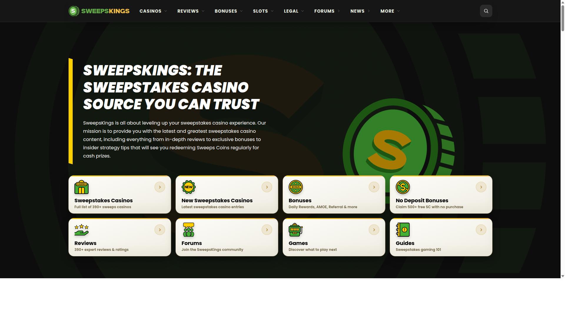 sweepskings.com website